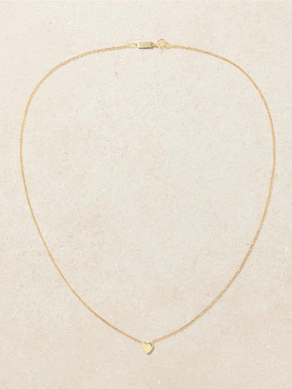 Close-up detail of the Jennifer Meyer Mini Heart 18-karat Gold Necklace
