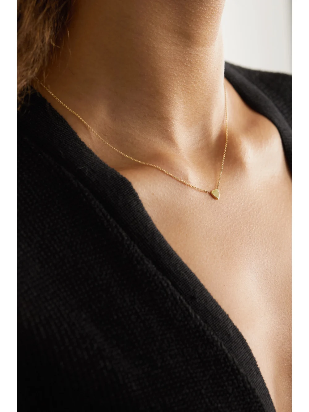 Jennifer Meyer Mini Heart 18-karat Gold Necklace, styled view