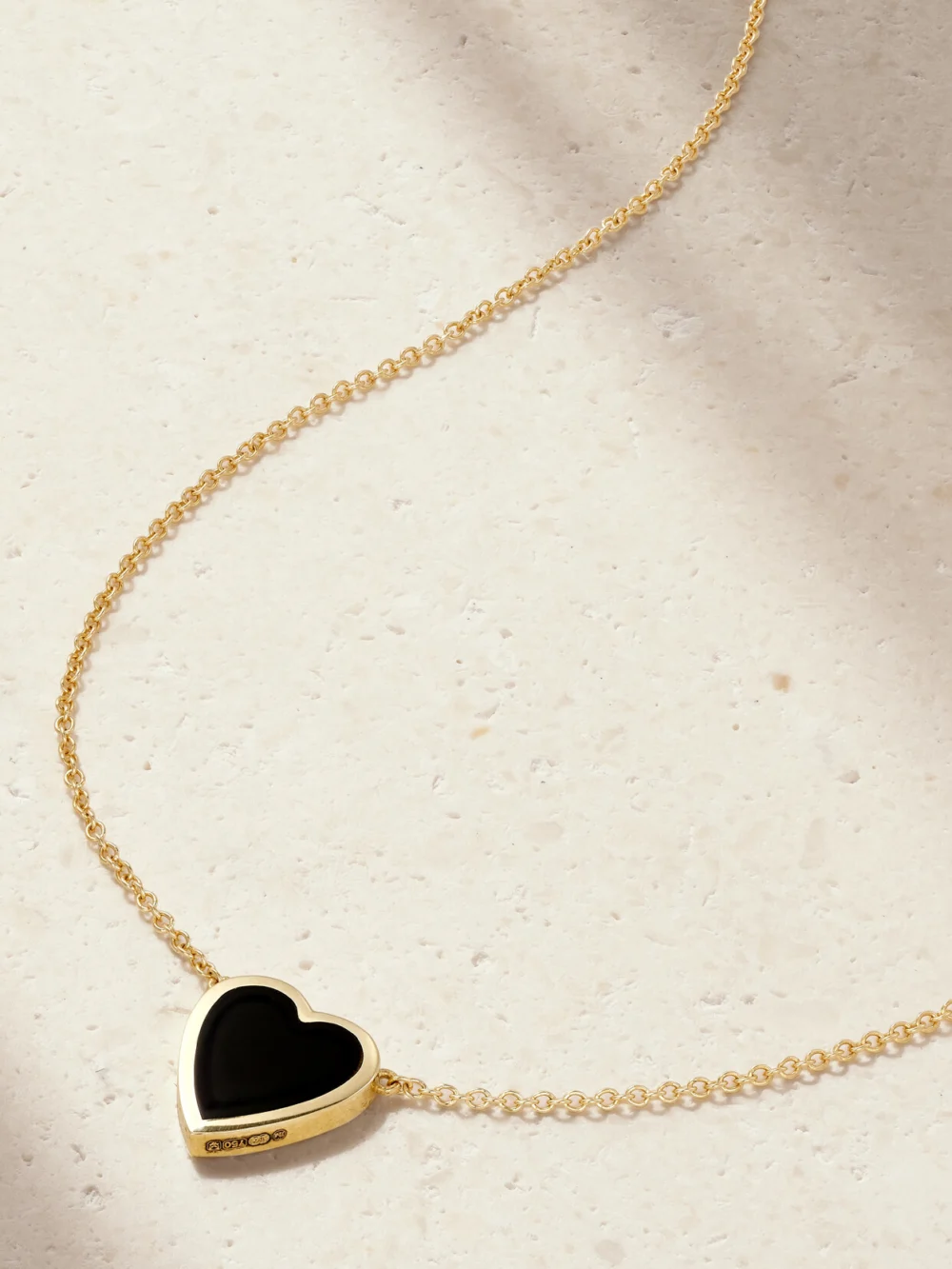 Jennifer Meyer Mini Heart 18-karat Gold Onyx Necklace in black