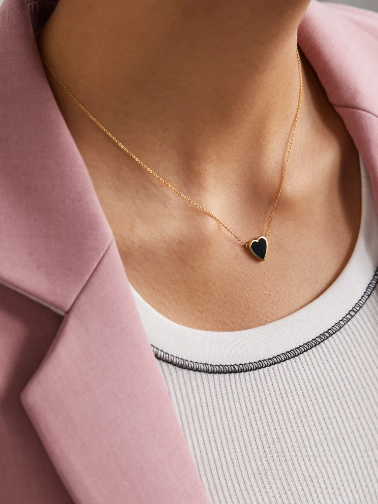 Jennifer Meyer Mini Heart 18-karat Gold Onyx Necklace