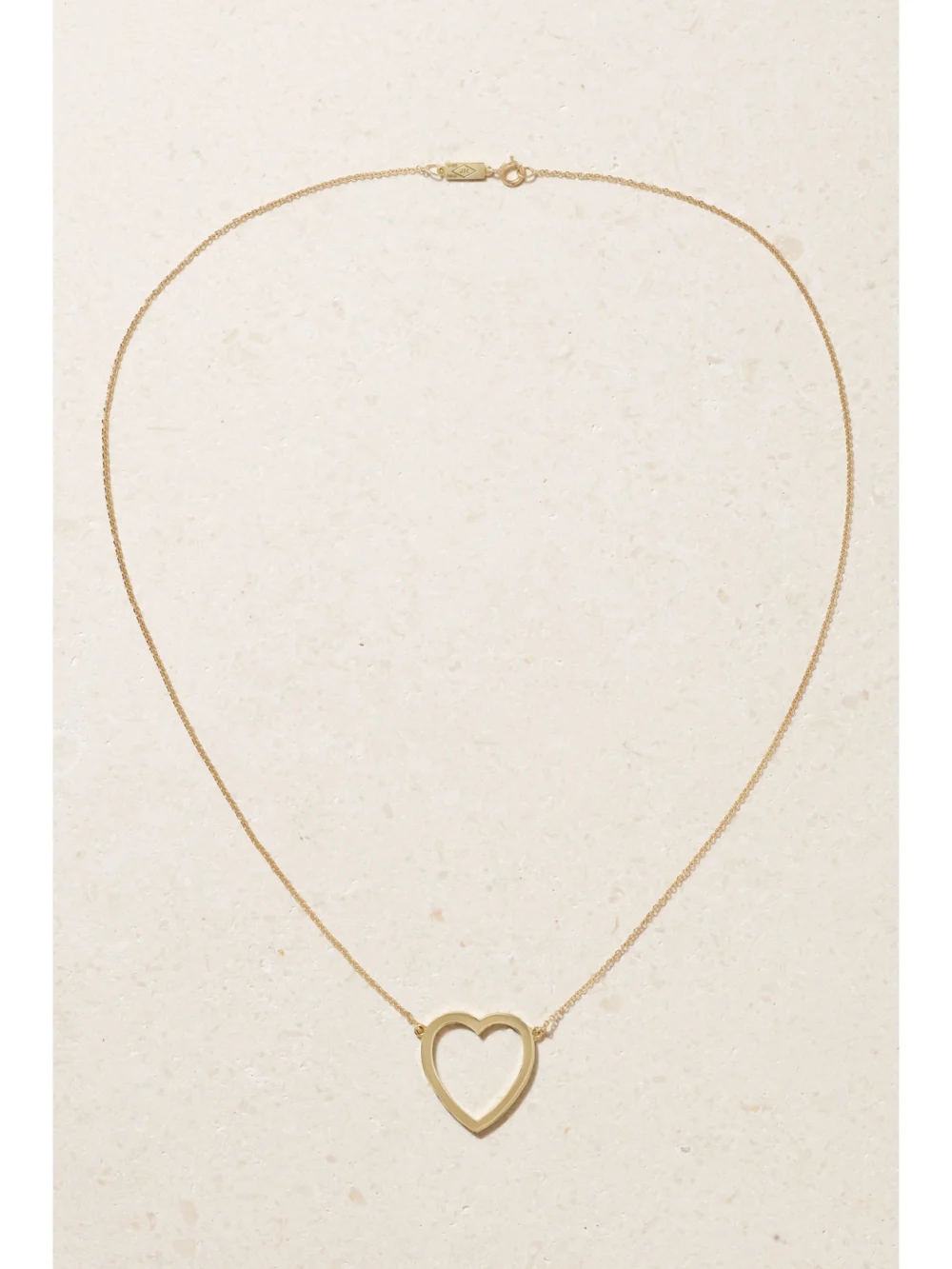Close-up detail of the Jennifer Meyer Open Heart 18-karat Gold Necklace