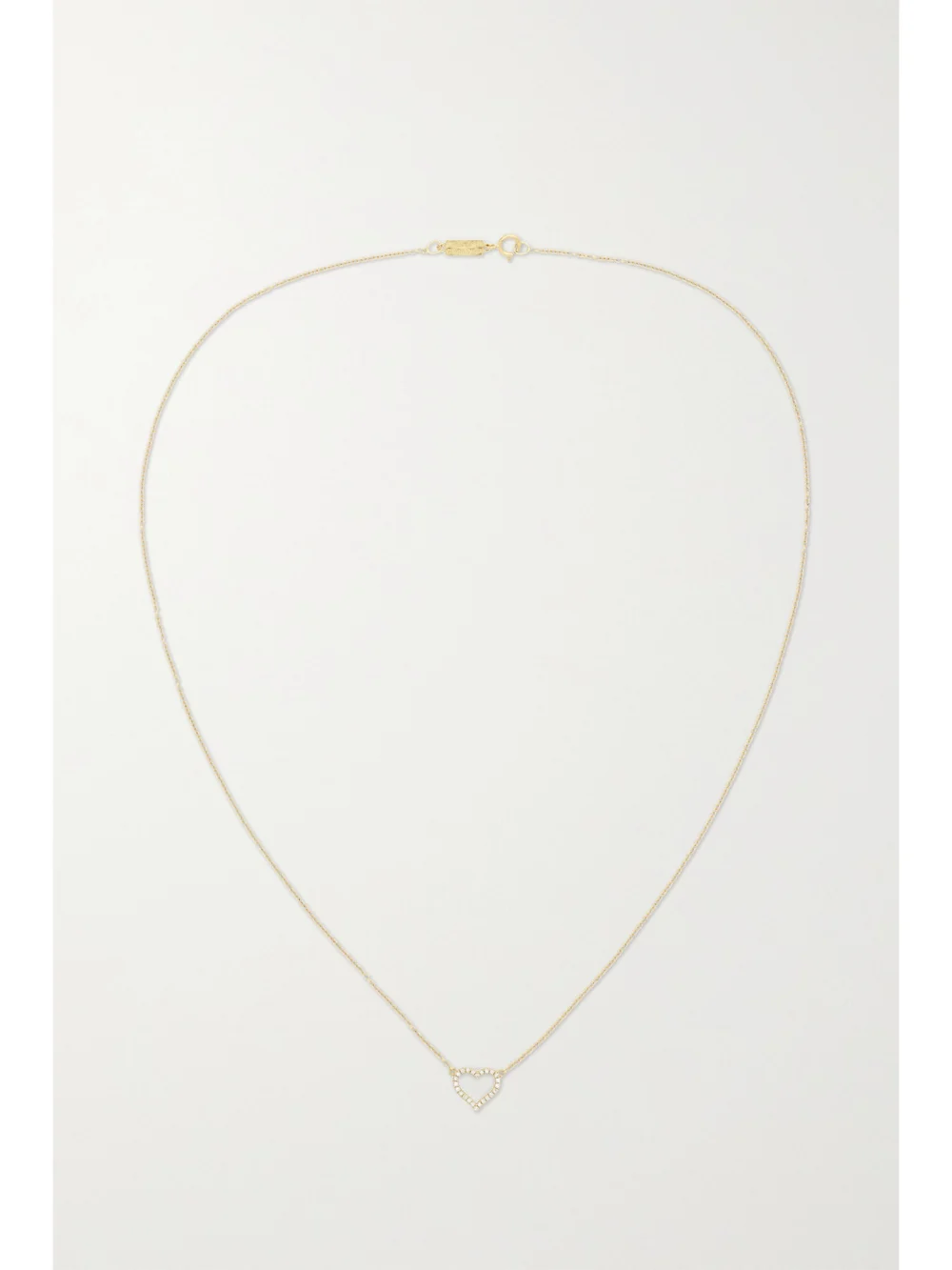 Close-up detail of the Jennifer Meyer Small Open Heart 18-karat Gold Diamond Necklace