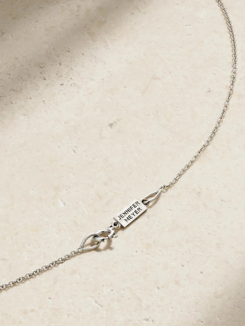 Back view of the Jennifer Meyer Wishbone 18-karat White Gold Diamond Necklace