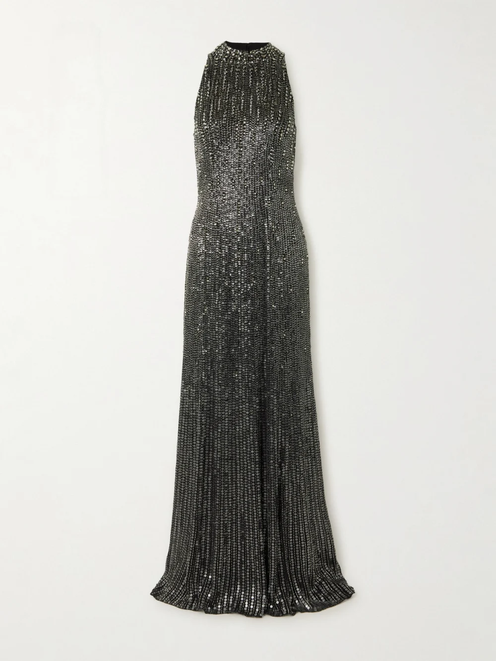 Jenny Packham Benue Crystal-embellished Sequined Silk-crepe Gown in black
