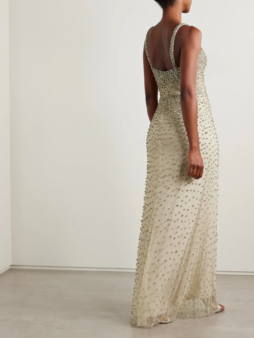 Back view of the Jenny Packham Cherry Crystal-embellished Tulle Gown