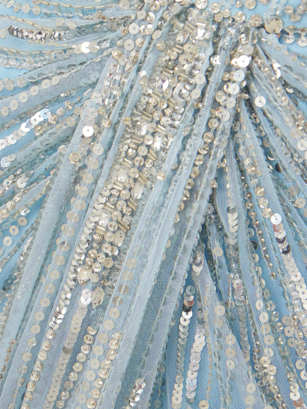 Close-up detail of the Jenny Packham Chrissy Gathered Draped Embellished Tulle Gown