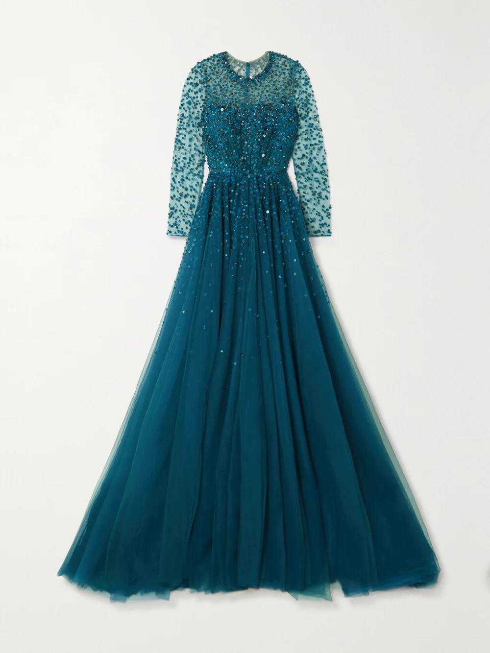 Jenny Packham Constantine Embellished Sequined Tulle Gown in blue