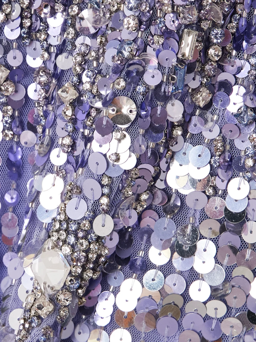 Close-up detail of the Jenny Packham Crystal and Sequin-embellished Tulle Mini Dress