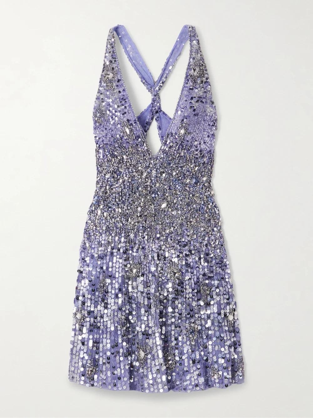 Jenny Packham Crystal and Sequin-embellished Tulle Mini Dress in lilac