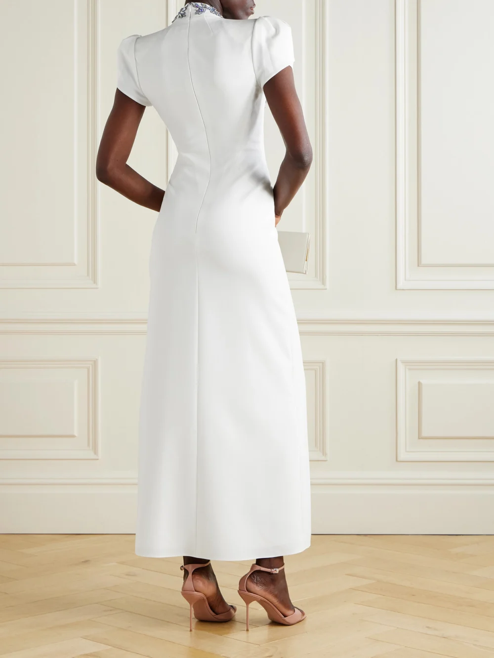 Back view of the Jenny Packham Crystal-embellished Crepe Gown