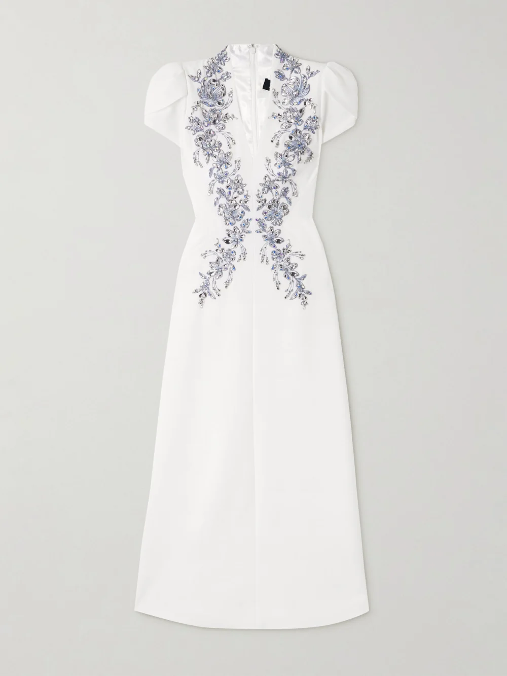 Jenny Packham Crystal-embellished Crepe Gown in cream