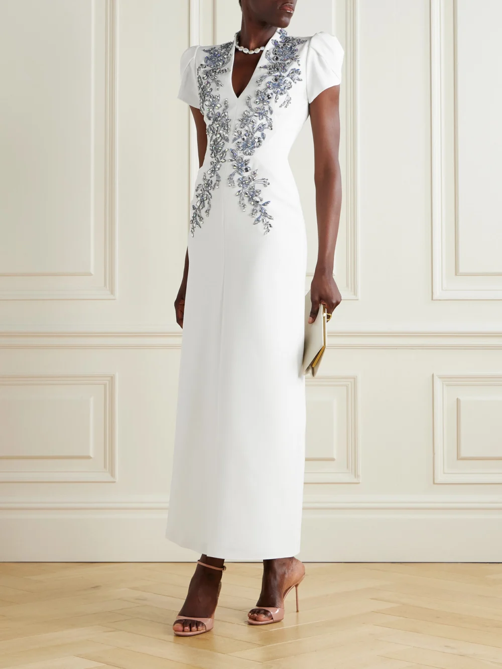 Jenny Packham Crystal-embellished Crepe Gown, worn by a model