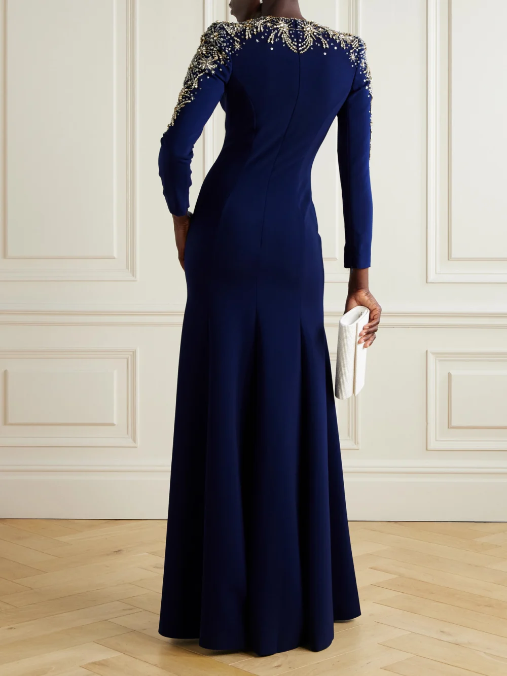 Back view of the Jenny Packham Crystal-embellished Crepe Gown