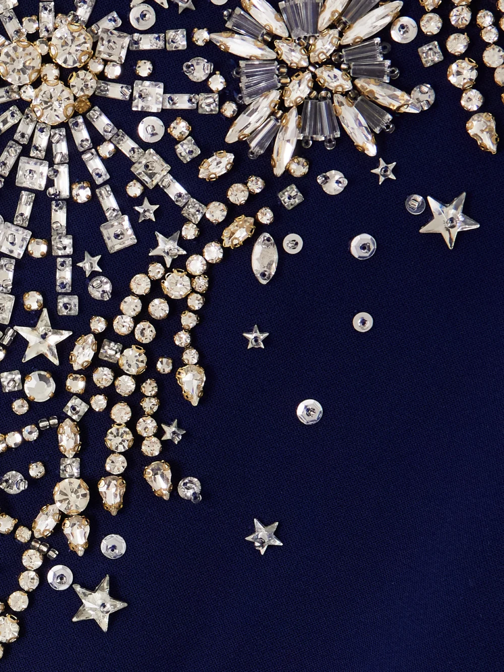 Close-up detail of the Jenny Packham Crystal-embellished Crepe Gown