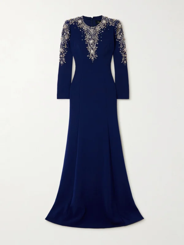Jenny Packham Crystal-embellished Crepe Gown