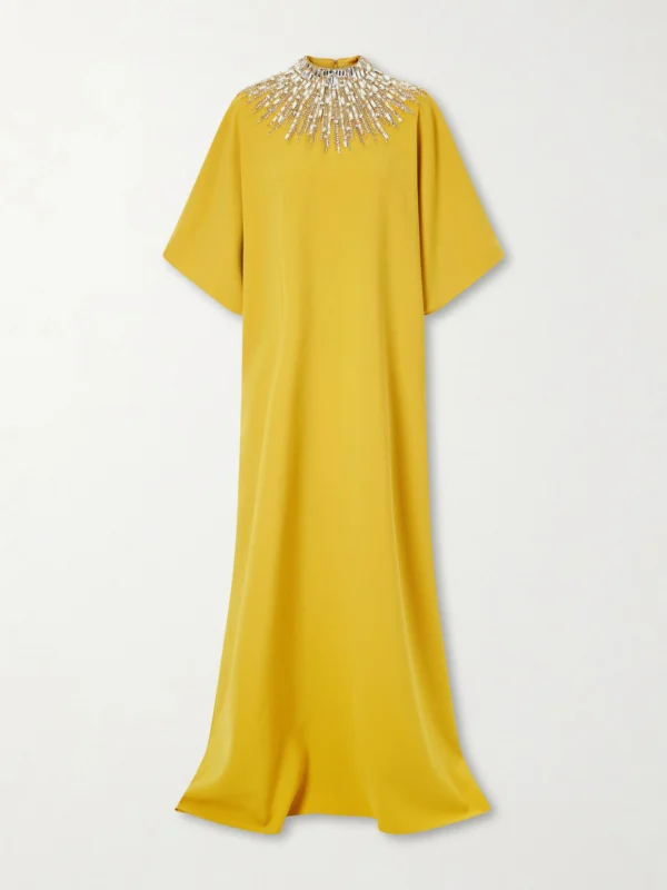 Jenny Packham Dessert Blossom Crystal-embellished Crepe Gown