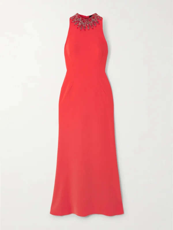 Jenny Packham Eclipse Crystal and Bead-embellished Crepe Gown