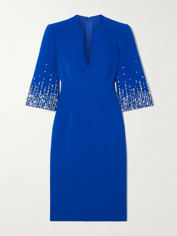 Jenny Packham Embellished Cady Midi Dress