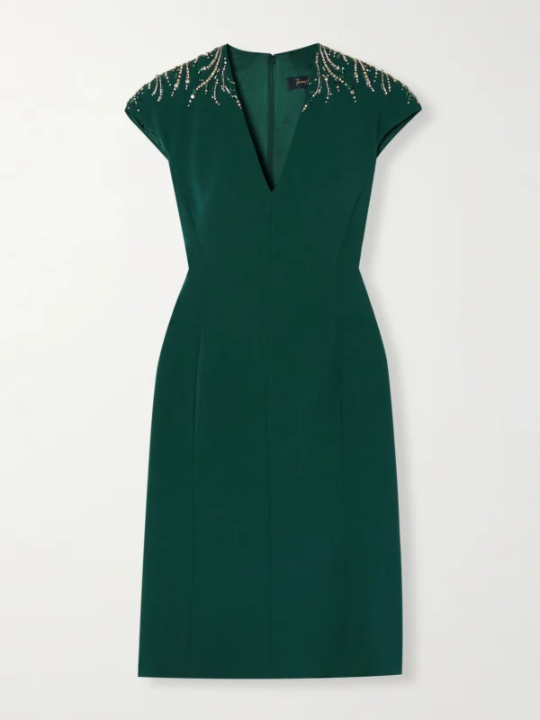 Jenny Packham Embellished Cady Midi Dress