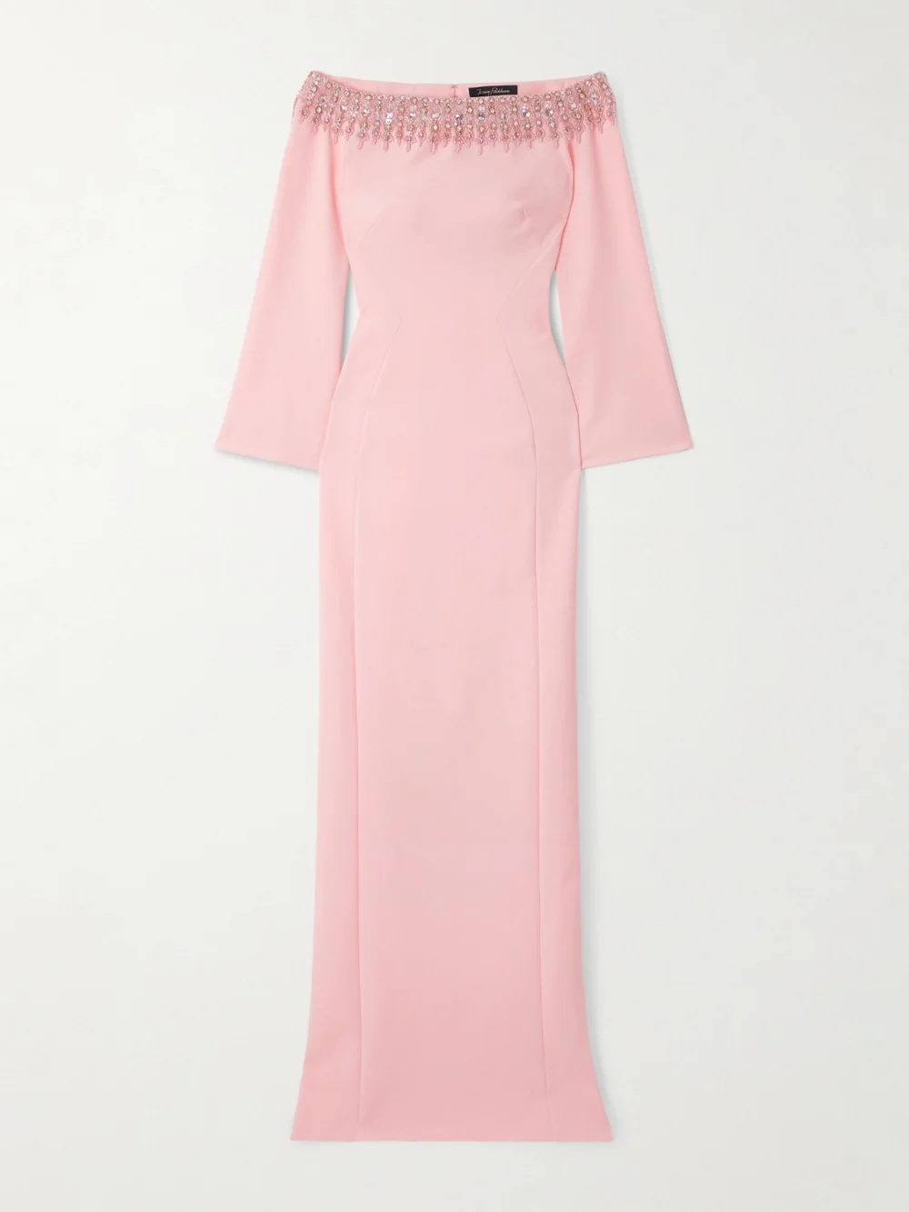 Jenny Packham Embellished Crepe Gown in pink