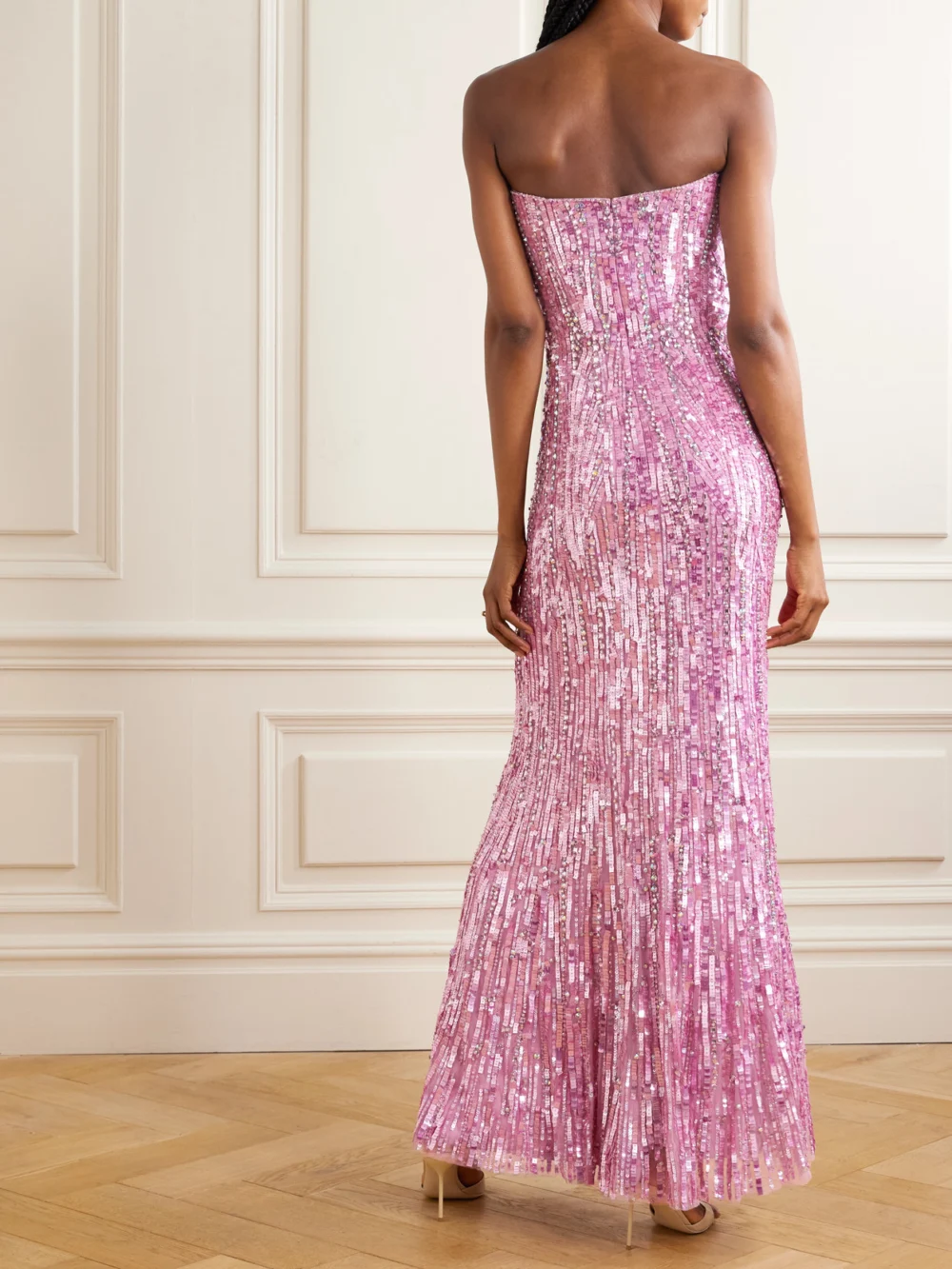Back view of the Jenny Packham Euphoria Strapless Embellished Tulle Gown
