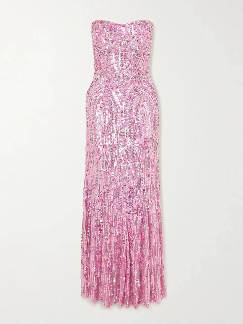 Jenny Packham Euphoria Strapless Embellished Tulle Gown in pink