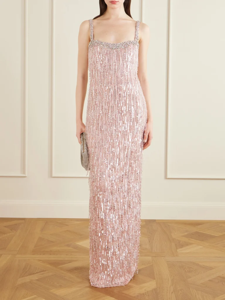 Jenny Packham Fleur Crystal-embellished Sequined Tulle Gown