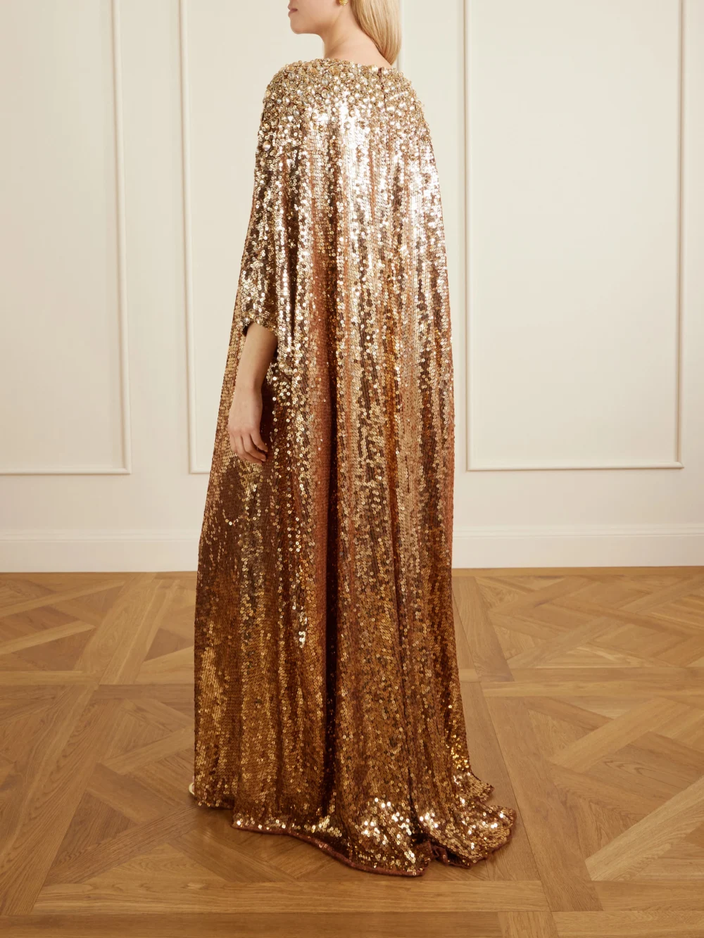 Back view of the Jenny Packham Fontaine Crystal-embellished Sequined Tulle Gown
