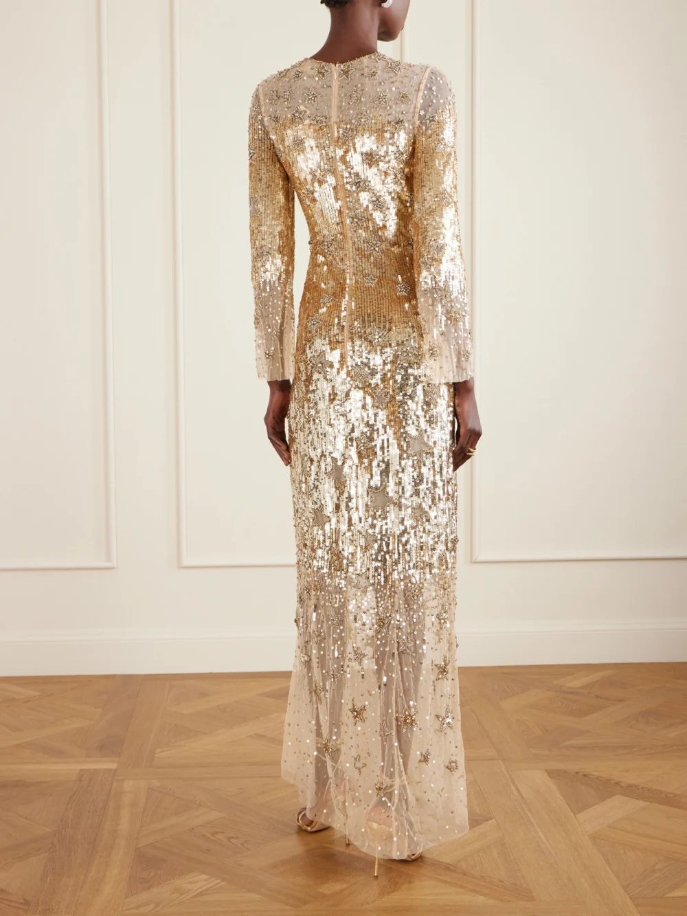Back view of the Jenny Packham Galactic Embellished Tulle Gown