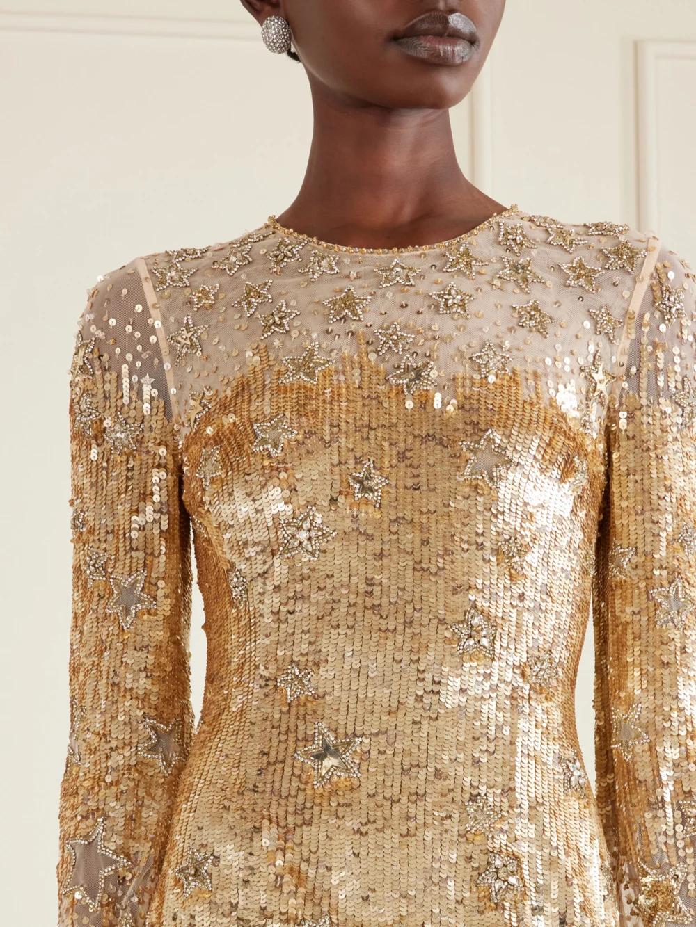 Close-up detail of the Jenny Packham Galactic Embellished Tulle Gown
