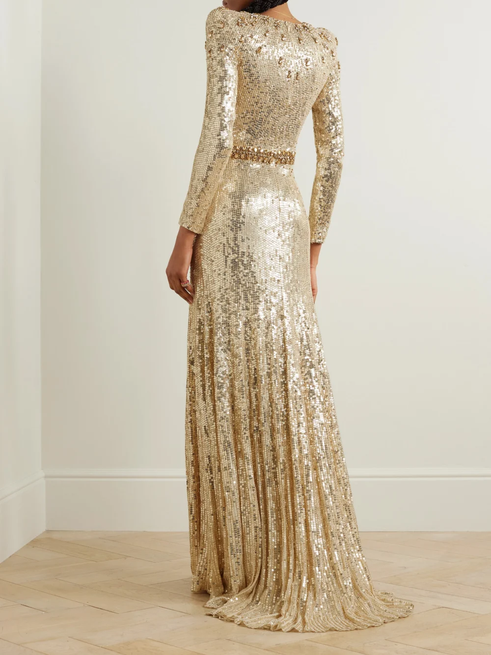 Back view of the Jenny Packham Georgia Embellished Sequined Tulle Gown