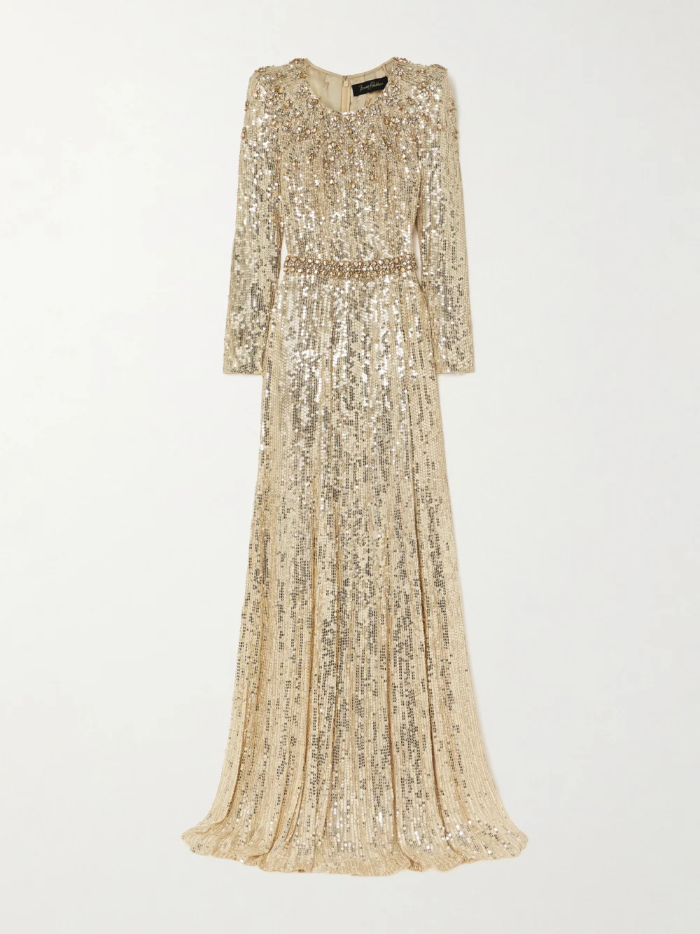 Jenny Packham Georgia Embellished Sequined Tulle Gown in gold