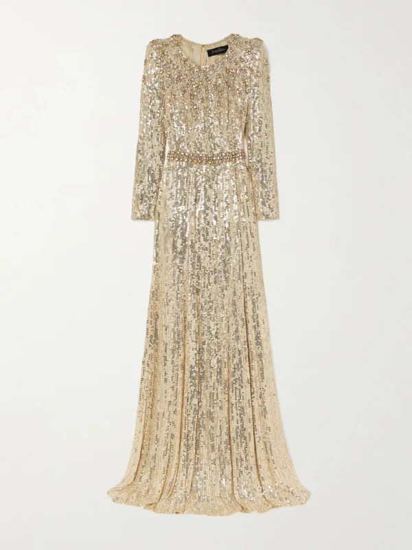 Jenny Packham Georgia Embellished Sequined Tulle Gown