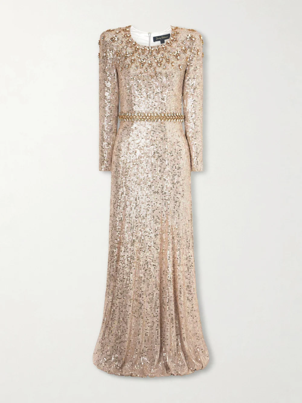 Jenny Packham Georgia Sequined Satin Gown in gold