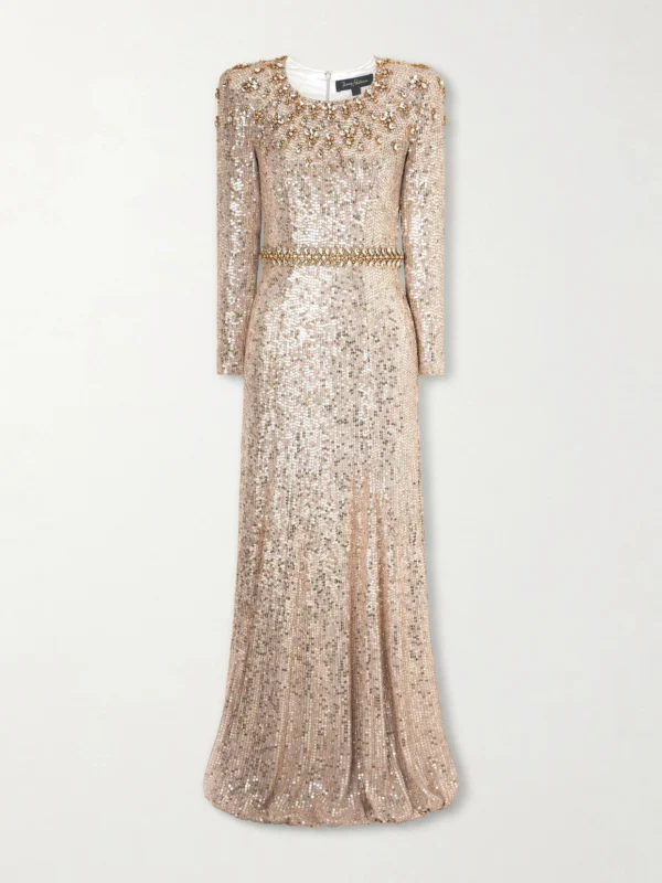 Jenny Packham Georgia Sequined Satin Gown