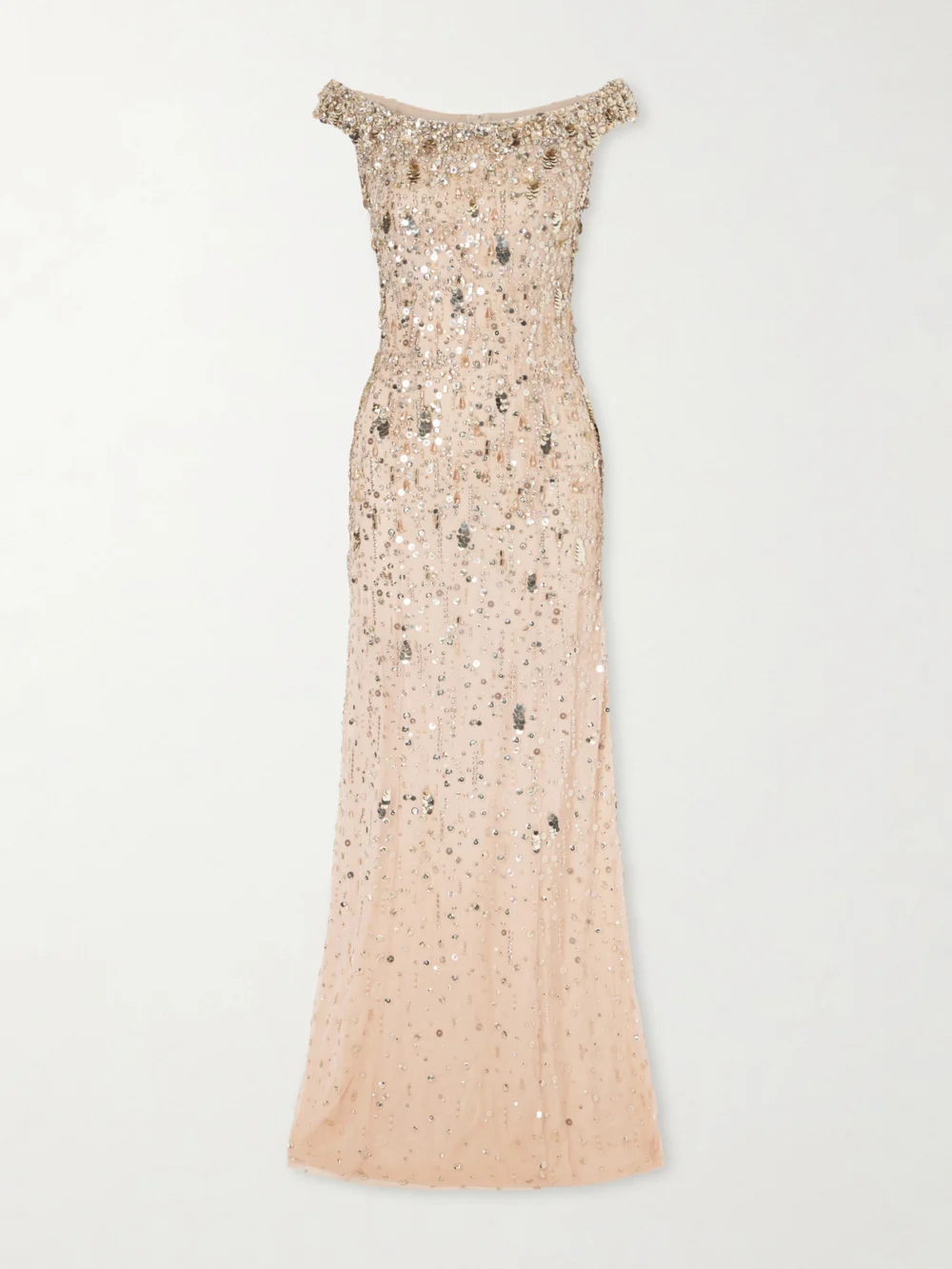 Jenny Packham Jessie Off-the-shoulder Embellished Tulle Gown in pink