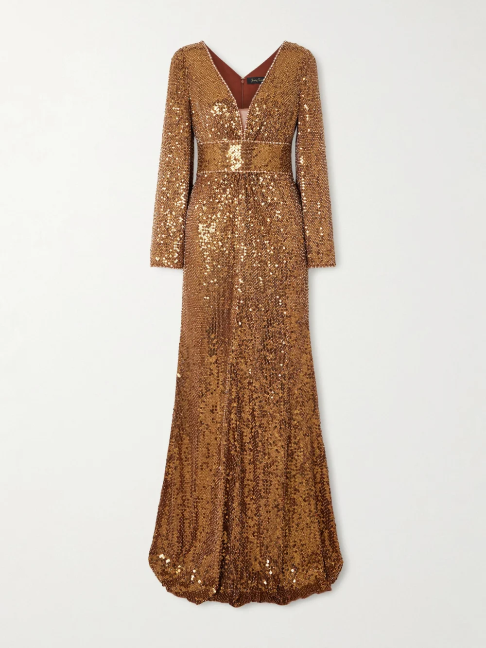 Jenny Packham June Embellished Sequined Mesh Gown in bronze