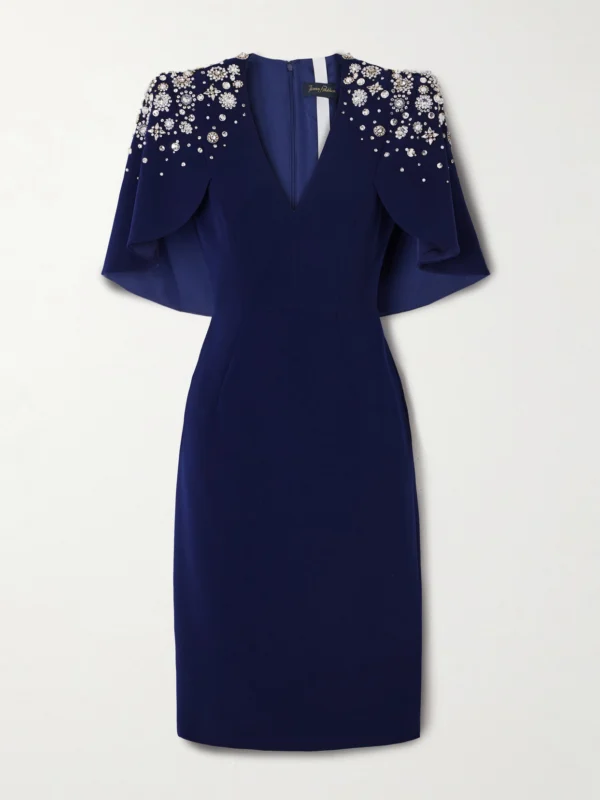 Jenny Packham Jupiter Embellished Crepe Midi Dress