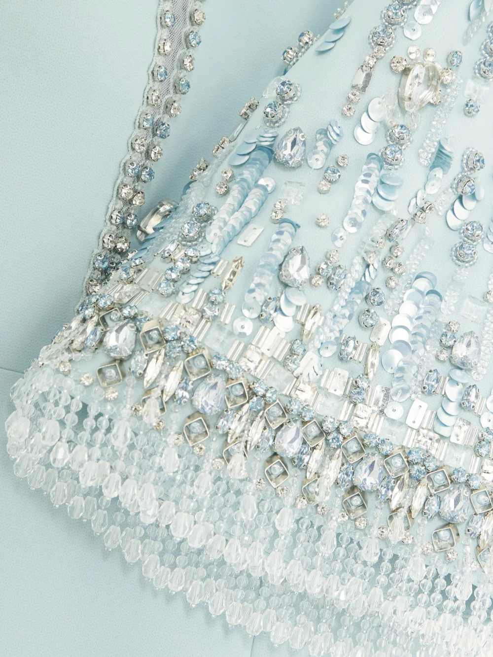 Close-up detail of the Jenny Packham Kalani Embellished Tulle-trimmed Cady Gown