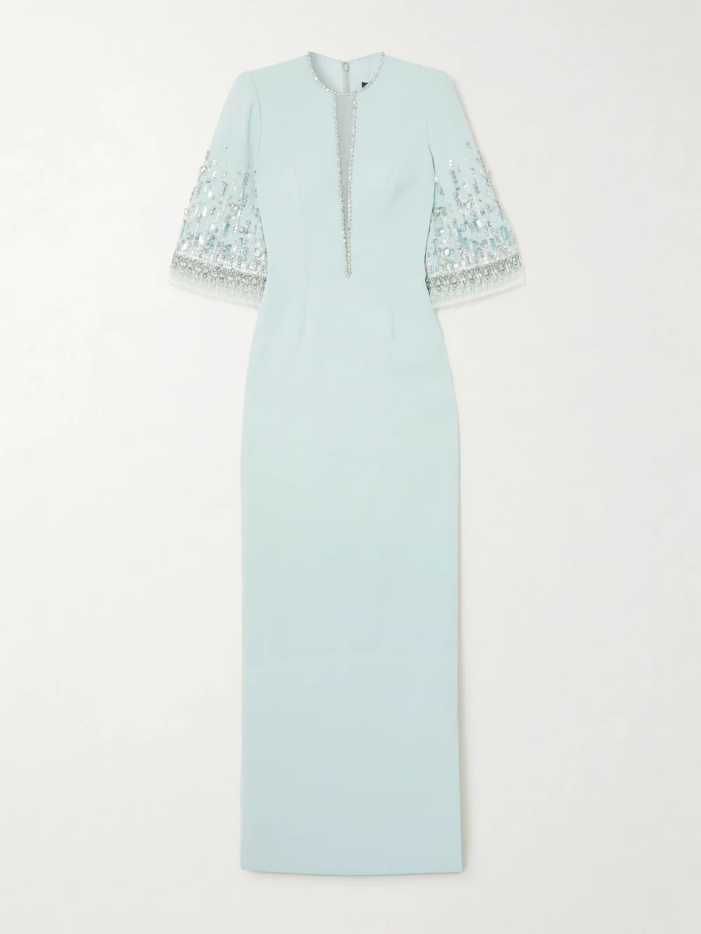 Jenny Packham Kalani Embellished Tulle-trimmed Cady Gown in light blue