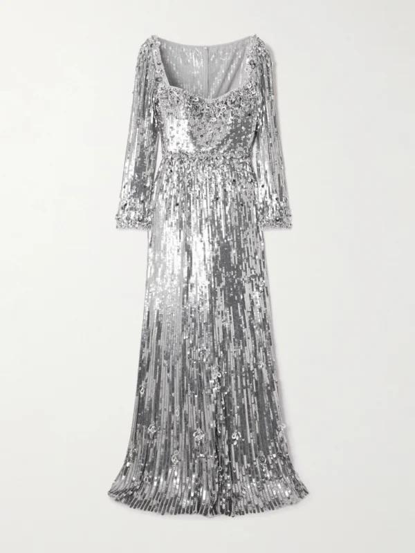 Jenny Packham Kestra Embellished Sequined Tulle Gown