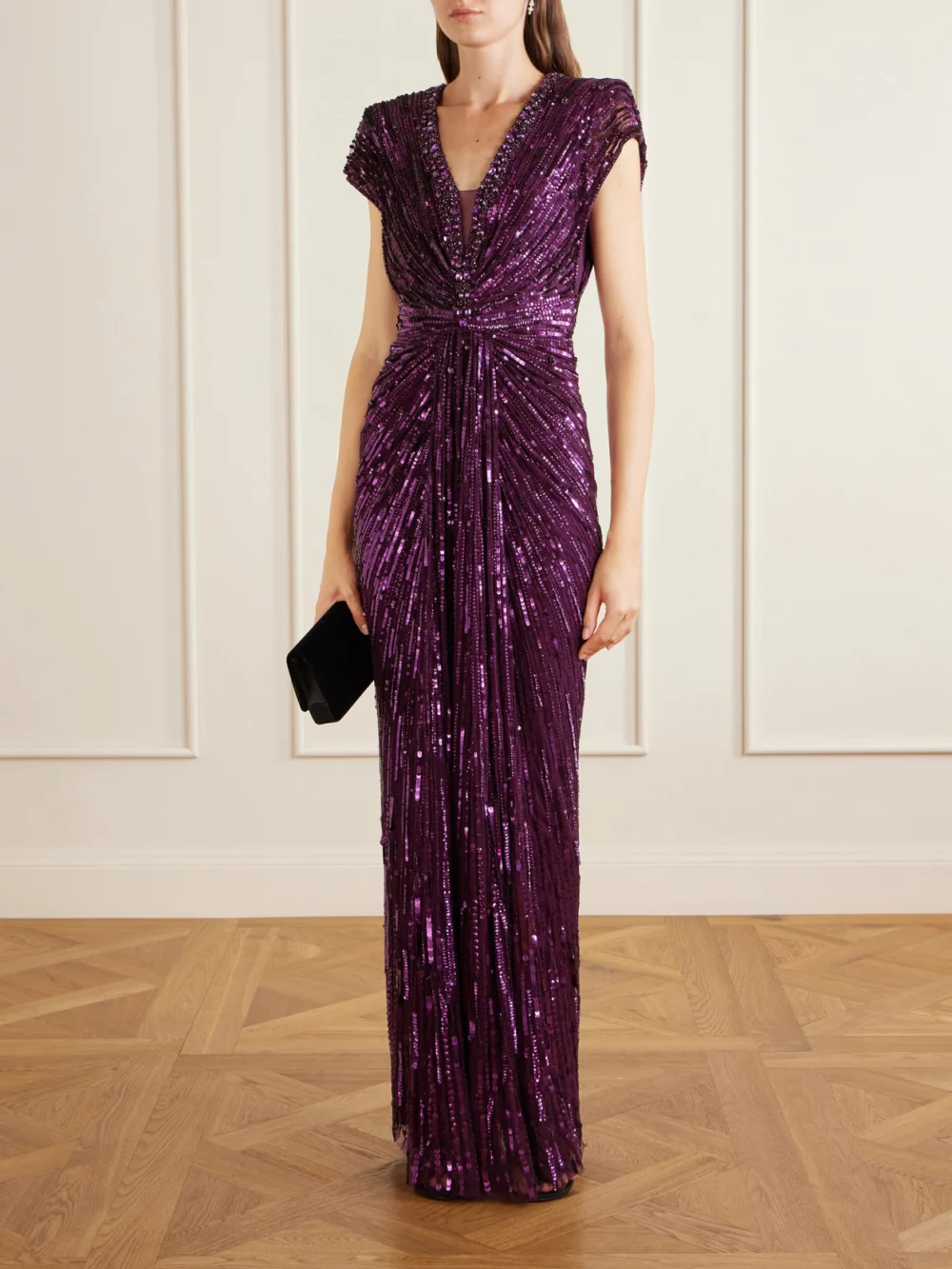 Jenny Packham Lacie Twisted Embellished Tulle Gown, worn by a model