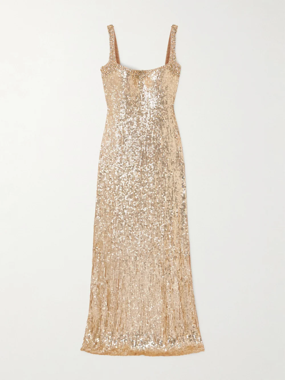 Jenny Packham Lettie Crystal-embellished Sequined Tulle Gown in gold