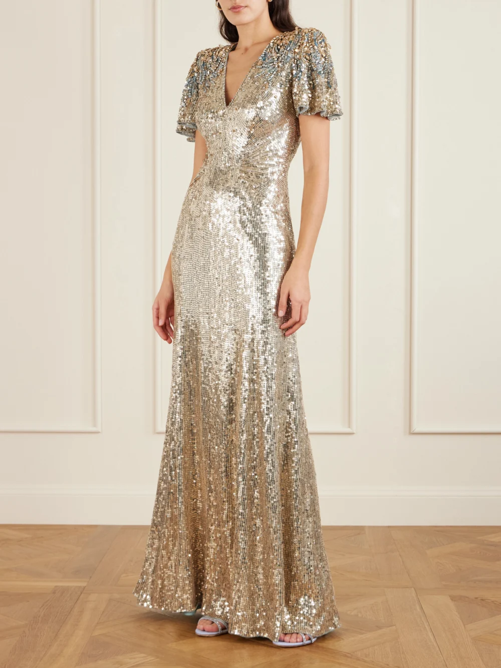 Jenny Packham Manon Embellished Mesh Gown, worn by a model