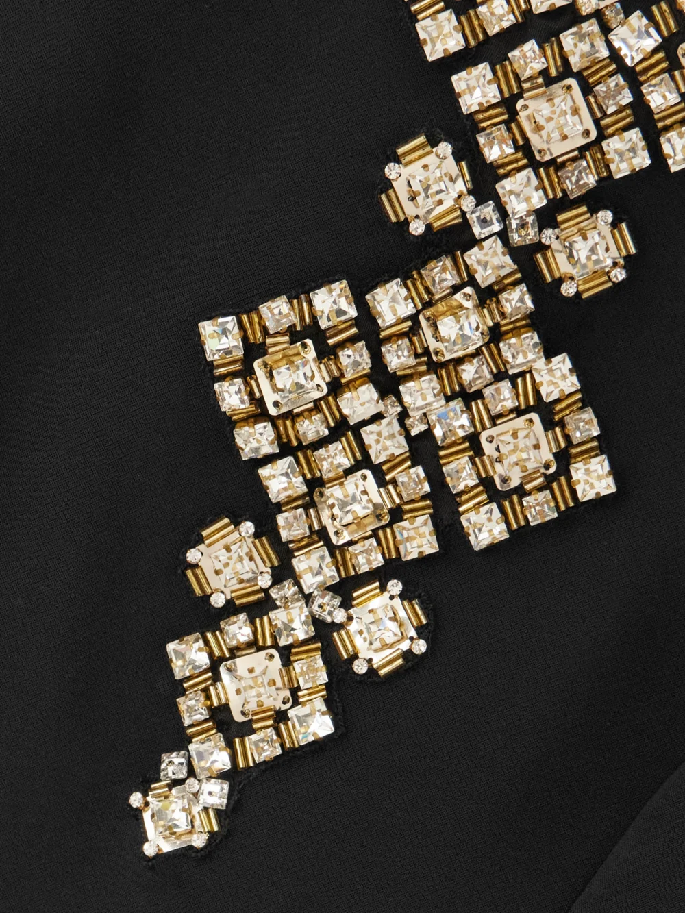 Close-up detail of the Jenny Packham Margot Crystal-embellished Ruffled Stretch-crepe Midi Dress