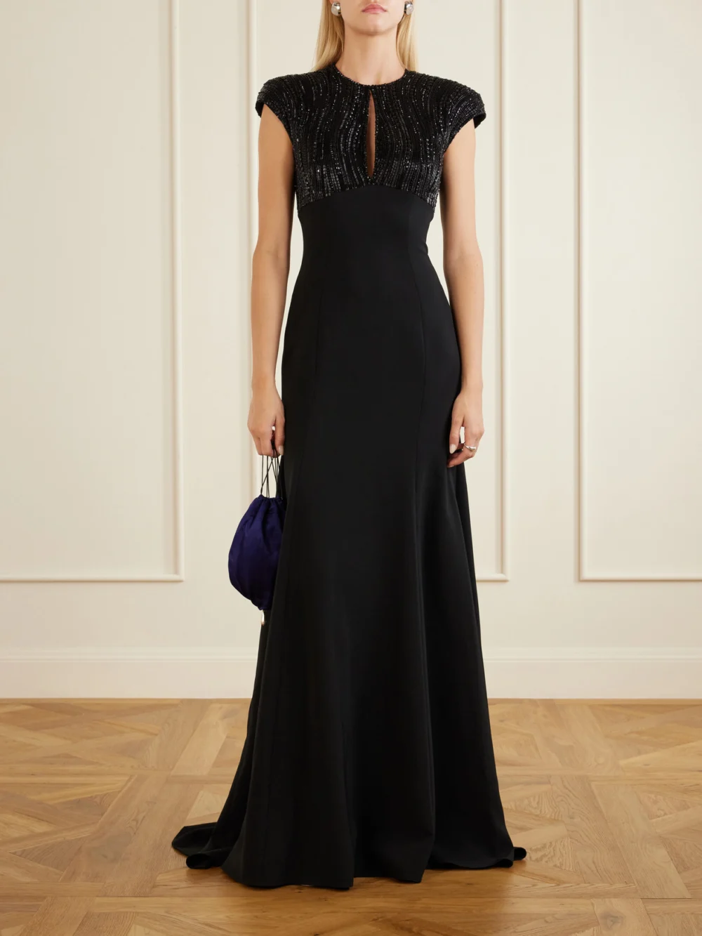 Jenny Packham Moonveil Embellished Georgette-crepe Gown, worn by a model