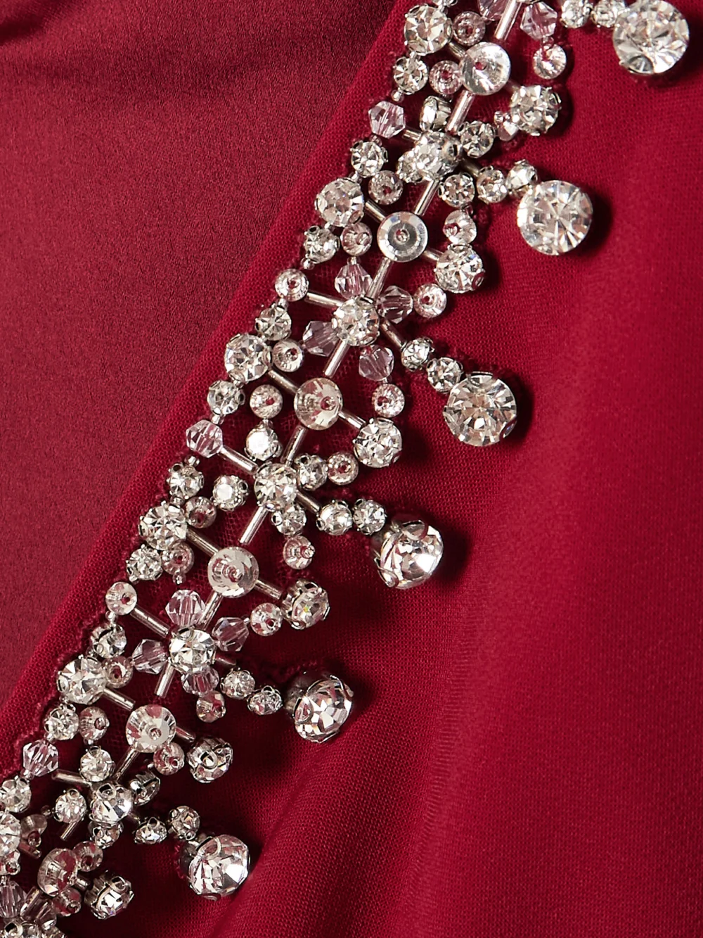 Close-up detail of the Jenny Packham Off-the-shoulder Embellished Cady Midi Dress