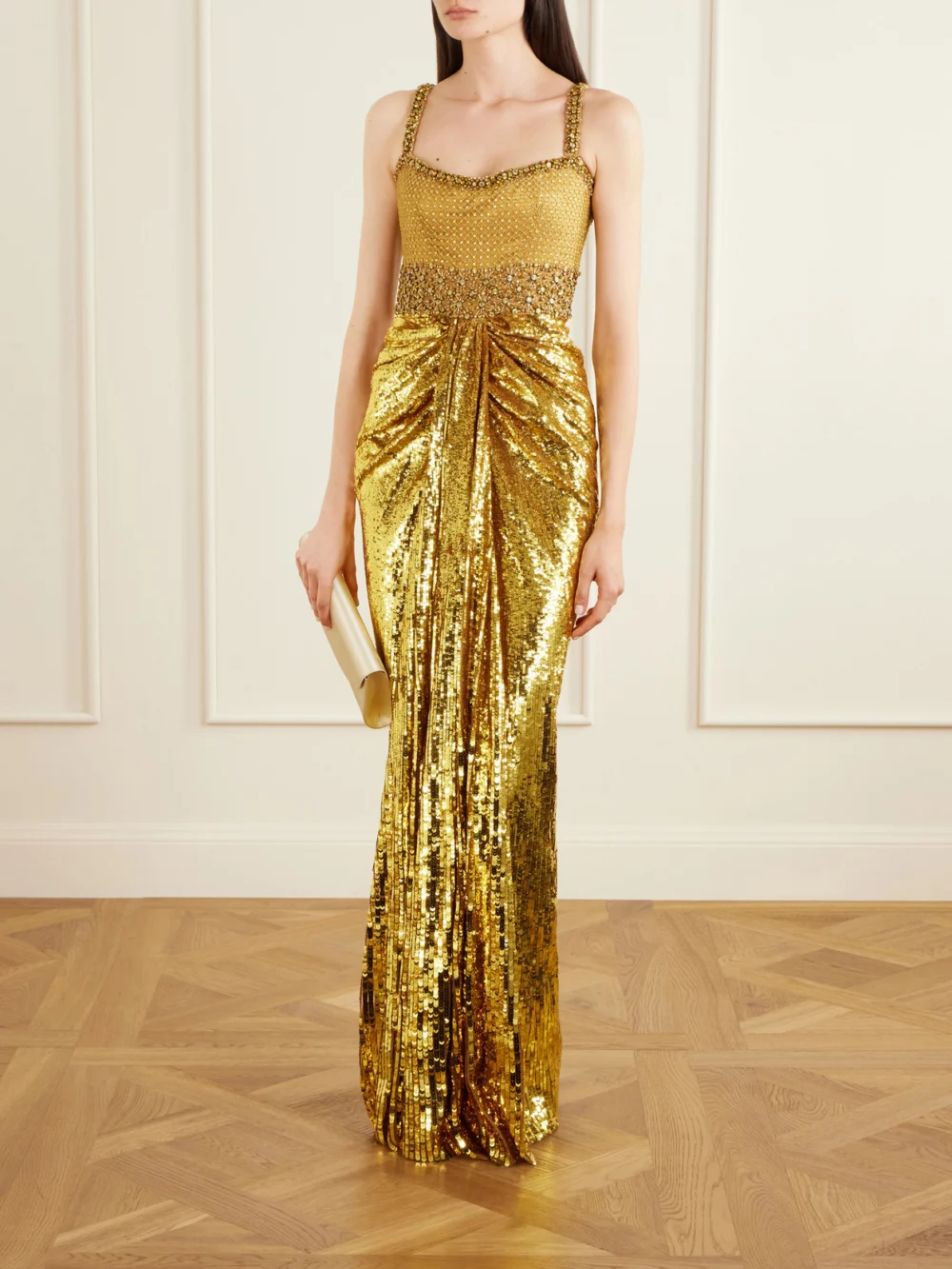 Jenny Packham Only You Draped Embellished Tulle Gown, worn by a model