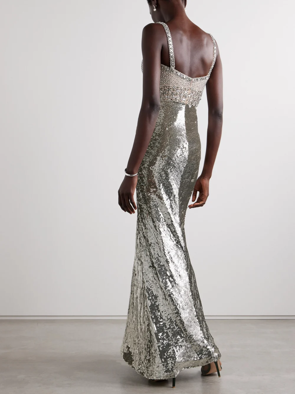 Back view of the Jenny Packham Only You Draped Embellished Tulle Gown