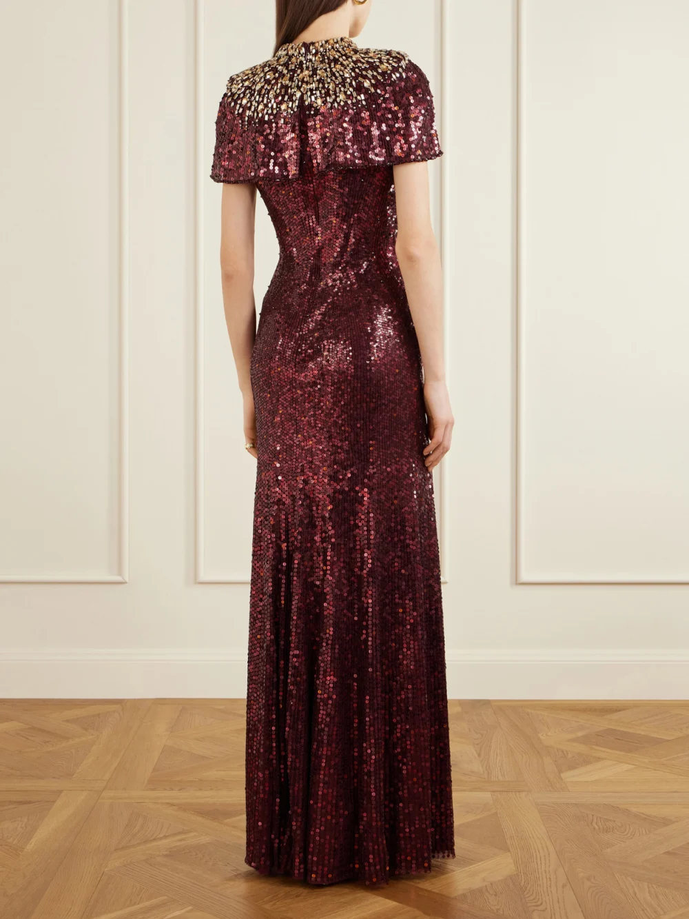 Back view of the Jenny Packham Radiant Sequined Crepe Gown